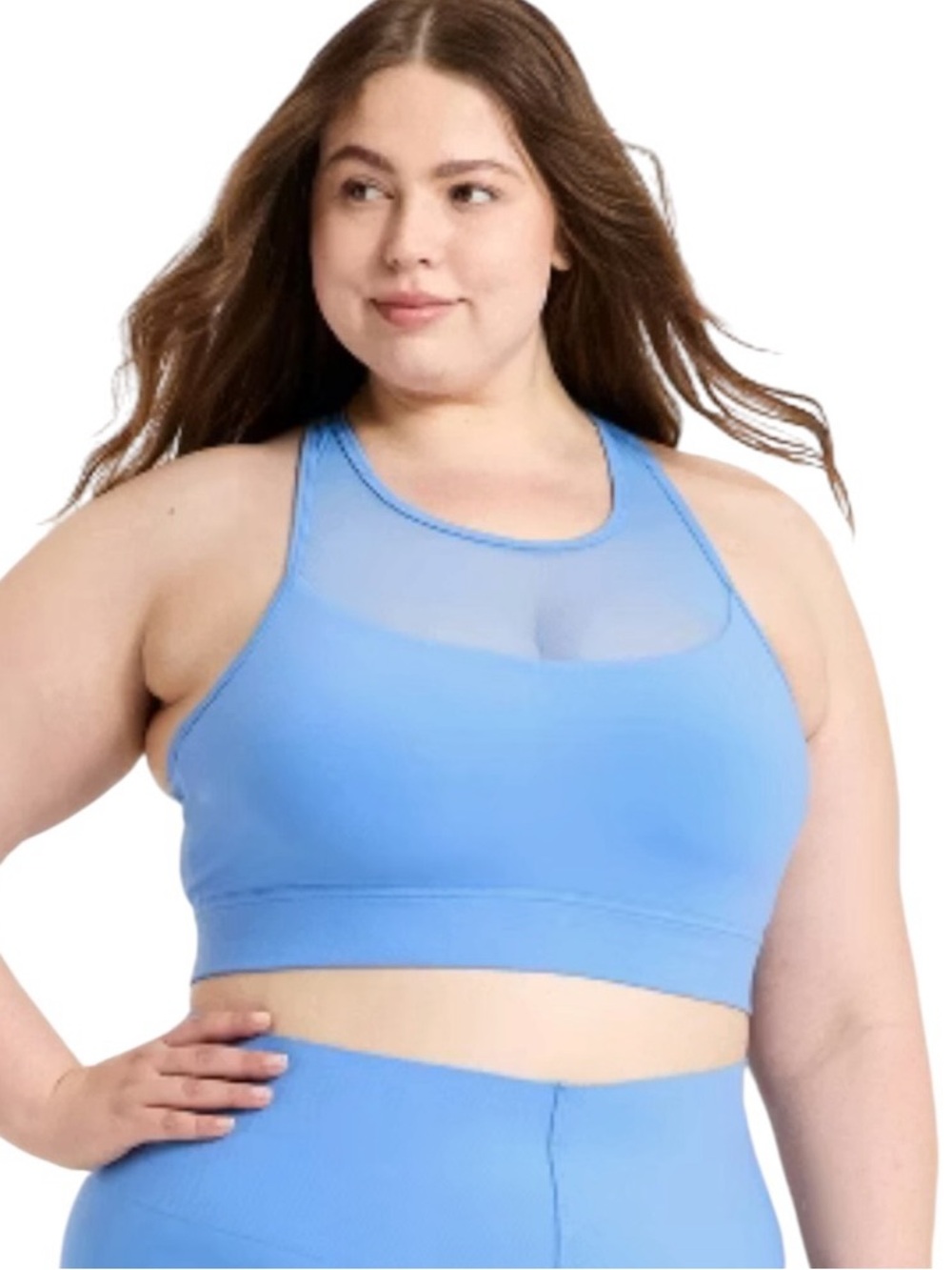 All In Motion Blue High-Neck Mesh Sports‎ Bra - Women's XL